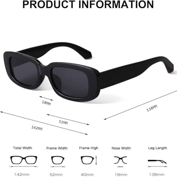 Retro Rectangle Sunglasses - Picture 2 of 4